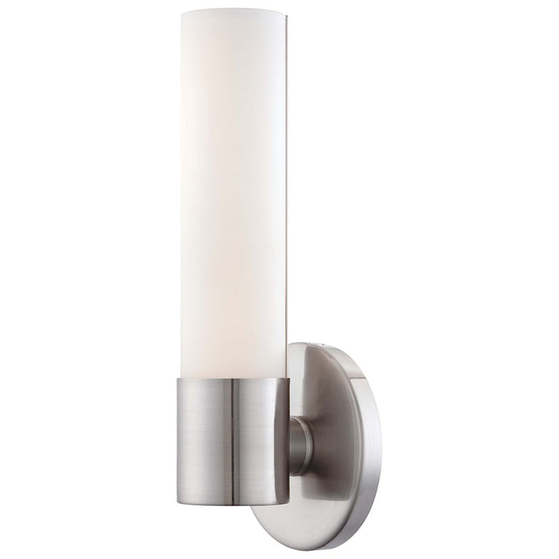George Kovacs Saber LED Wall Sconce | Brushed Nickel Metal and Etched Opal Glass | Hallway & Bathroom Accent Light | 5 x 4 x 12 in | Model P5041-084-L