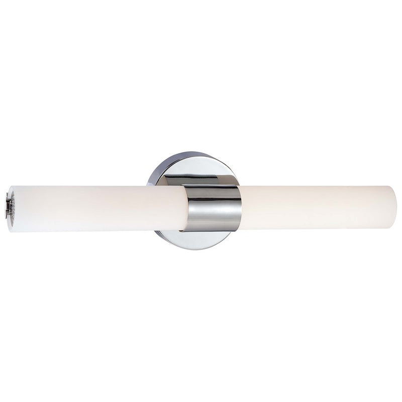 George Kovacs Saber 21in 2-Light LED Bath Vanity | Contemporary Chrome and Etched Opal Glass | Bathroom Vanity | Model P5042-077-L