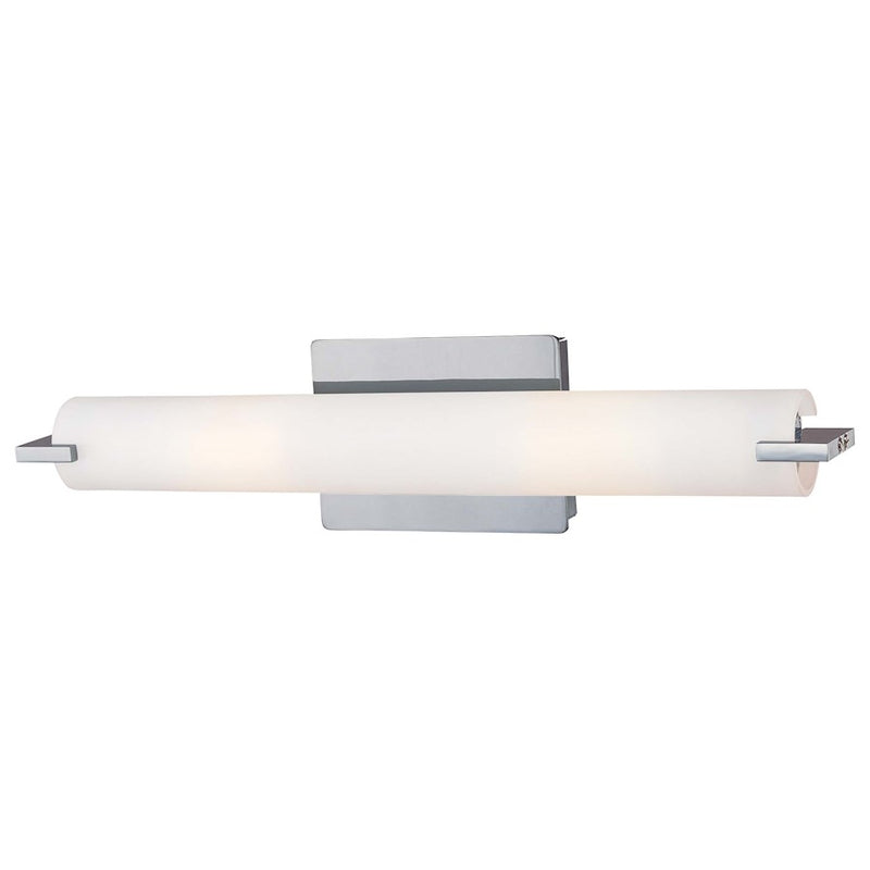 George Kovacs Tube 20in 2-Light LED Bathroom Vanity Light | Contemporary Chrome and Etched Opal | Bathroom Vanity | 20 x 4 x 5 in | Model P5044-077-PL