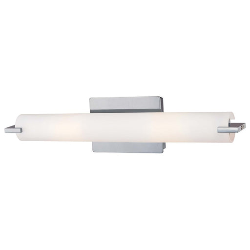 George Kovacs Tube 20in 2-Light LED Bathroom Vanity Light | Contemporary Chrome and Etched Opal | Bathroom Vanity | 20 x 4 x 5 in | Model P5044-077-PL
