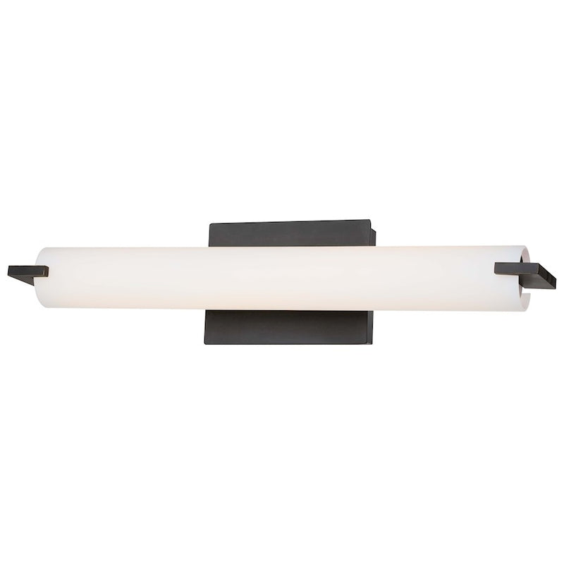 George Kovacs Tube 20in 1-Light LED Bath Vanity Light | Contemporary Dark Restoration Bronze and Etched Opal Glass | Bathroom | Model P5044-37B-L