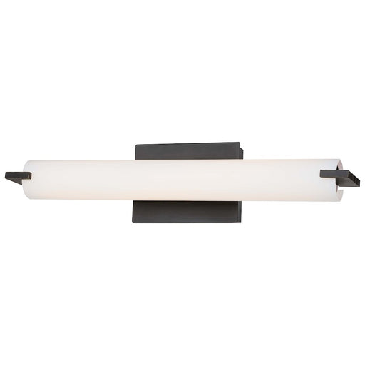 George Kovacs Tube 20in 1-Light LED Bath Vanity Light | Contemporary Dark Restoration Bronze and Etched Opal Glass | Bathroom | Model P5044-37B-L