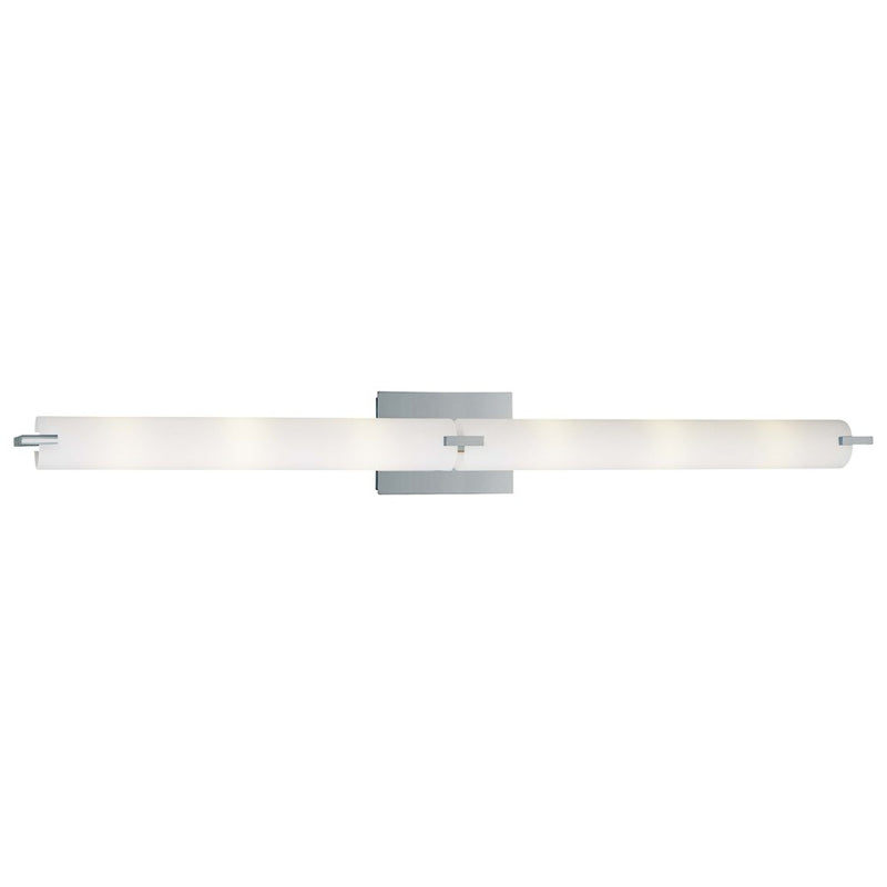 George Kovacs Tube 6-Light Bathroom Vanity Light | Contemporary Chrome and Etched Opal Glass | Bathroom Vanity & Hallway | Model P5046-077