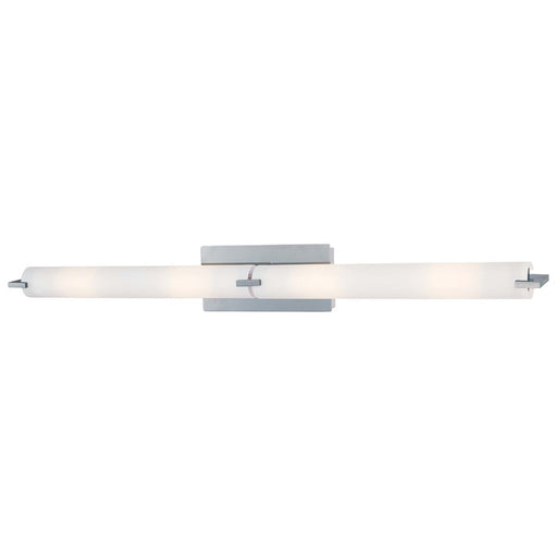 George Kovacs Tube 40in 4-Light Bath Vanity | Contemporary Chrome and Etched Opal Glass | Bathroom Vanity | 40 x 4 x 5 in | Model P5046-077-PL