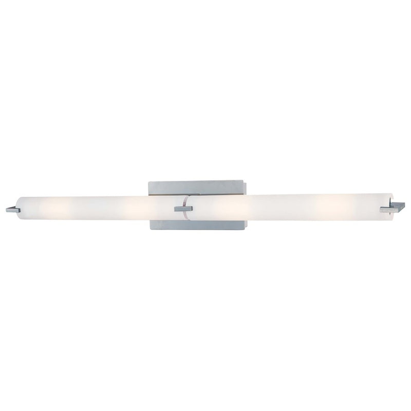 George Kovacs Tube 40in 4-Light Bath Vanity | Contemporary Chrome and Etched Opal Glass | Bathroom Vanity | 40 x 4 x 5 in | Model P5046-077-PL