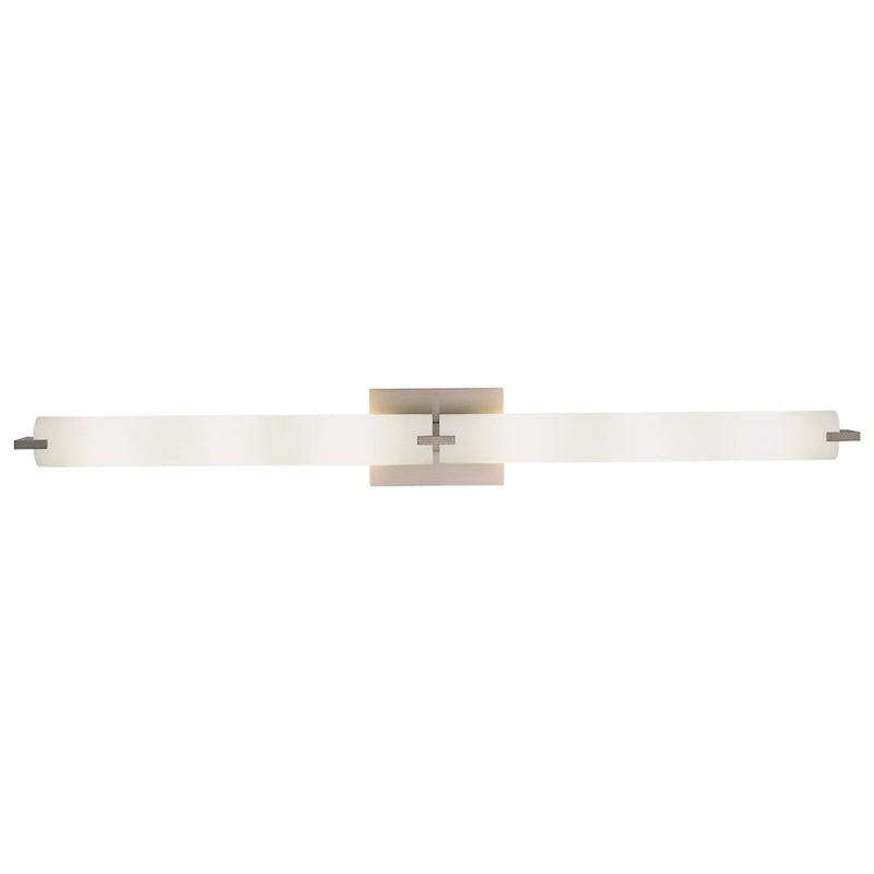 George Kovacs Tube 40in 6-Light Bath Vanity | Contemporary Brushed Nickel and Etched Opal Glass | Bathroom Vanity | 40 x 4 x 5 in | Model P5046-084