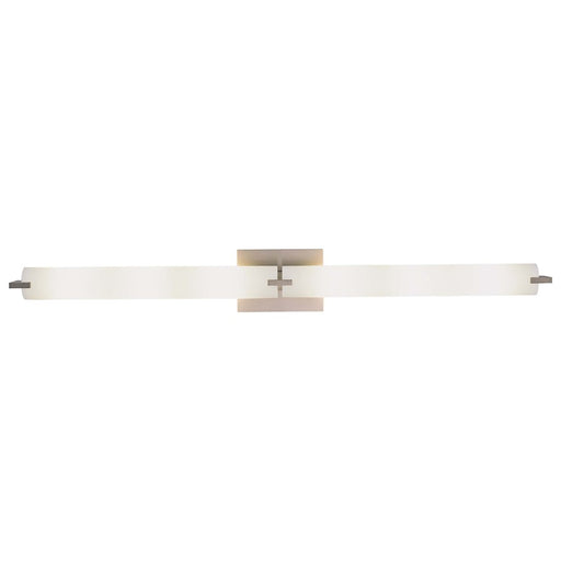 George Kovacs Tube 40in 6-Light Bath Vanity | Contemporary Brushed Nickel and Etched Opal Glass | Bathroom Vanity | 40 x 4 x 5 in | Model P5046-084