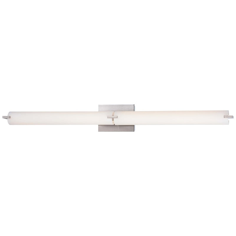 George Kovacs Tube 2-Light LED Bath | Contemporary Brushed Nickel and Etched Opal Glass | Bathroom Vanity Light | Model P5046-084-L