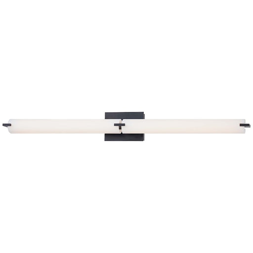 George Kovacs Tube 40in 2-Light LED Bath Vanity Light | Contemporary Dark Restoration Bronze and Etched Opal Glass | Bathroom | Model P5046-37B-L