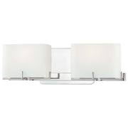 George Kovacs Curvy Corner 16in 2-Light Bath Vanity | Contemporary Chrome and White Glass | Bathroom Vanity | 16 x 5 x 6 in | Model P5152-077