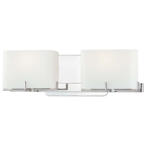George Kovacs Curvy Corner 16in 2-Light Bath Vanity | Contemporary Chrome and White Glass | Bathroom Vanity | 16 x 5 x 6 in | Model P5152-077