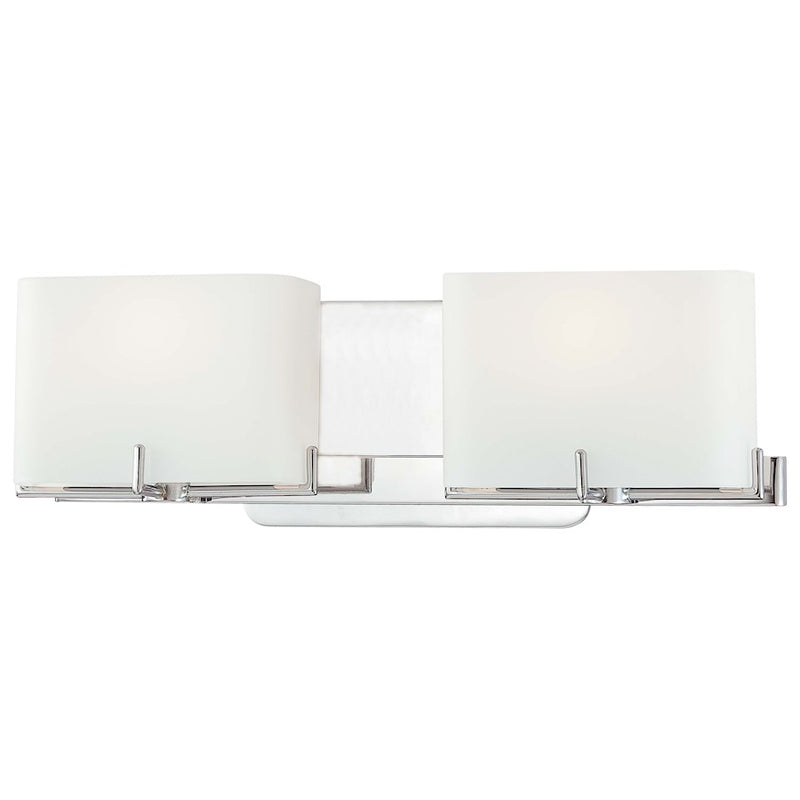 George Kovacs Curvy Corner 16in 2-Light Bath Vanity | Contemporary Chrome and White Glass | Bathroom Vanity | 16 x 5 x 6 in | Model P5152-077