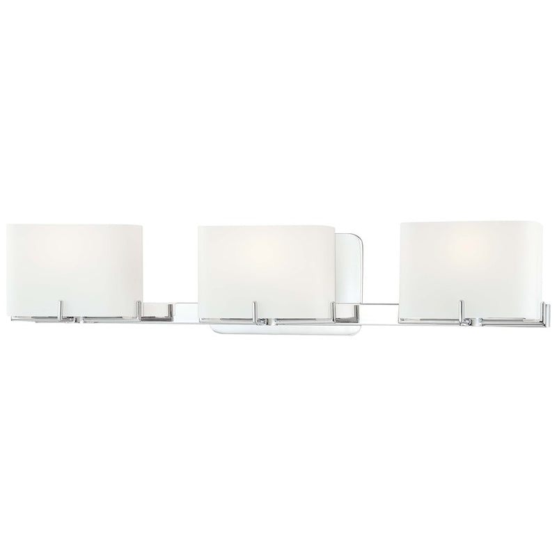 George Kovacs Curvy Corner 24in 3-Light Bathroom Vanity Light | Contemporary Chrome and Etched Opal Glass | Bathroom Vanity | Model P5153-077