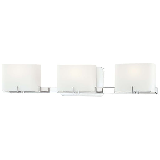 George Kovacs Curvy Corner 24in 3-Light Bathroom Vanity Light | Contemporary Chrome and Etched Opal Glass | Bathroom Vanity | Model P5153-077