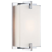 George Kovacs Cubism 1-Light Wall Sconce | Contemporary Chrome and Mitered Glass | Hallway & Bathroom Accent Light | 7 x 7 x 12 in | Model P5210-077