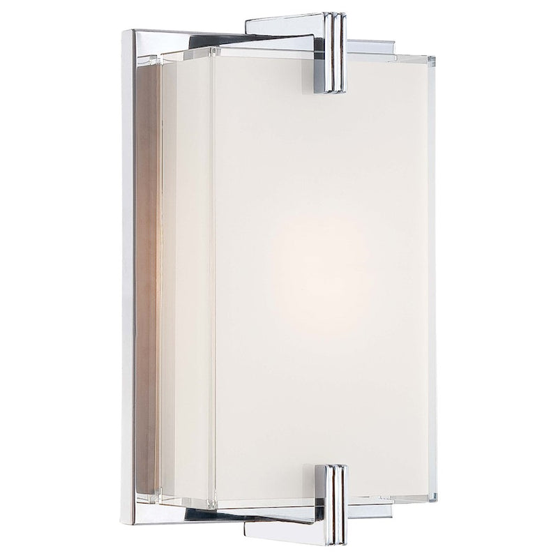 George Kovacs Cubism 1-Light Wall Sconce | Contemporary Chrome and Mitered Glass | Hallway & Bathroom Accent Light | 7 x 7 x 12 in | Model P5210-077