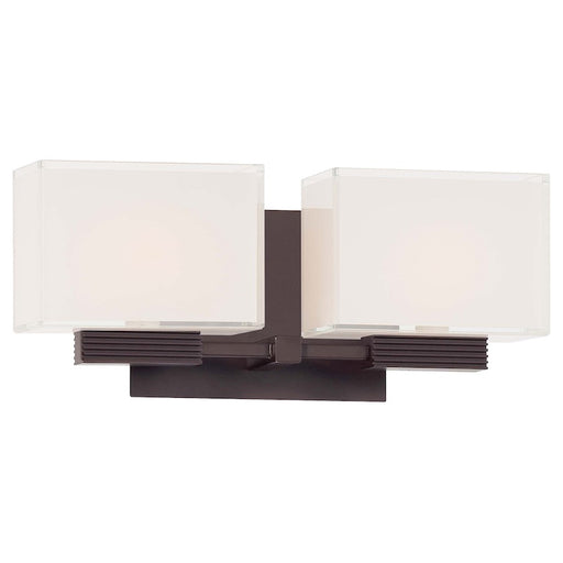 George Kovacs Cubism 2-Light Wall Sconce | Contemporary Dorian Bronze and Clear Glass | Bathroom Vanity & Powder Room | Model P5212-615B