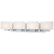 George Kovacs Cubism 29in 4-Light Vanity Light | Contemporary Chrome and Clear Mitered Glass | Bathroom Vanity | 29 x 3 x 6 in | Model P5214-077