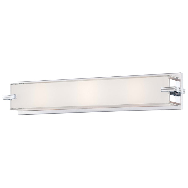 George Kovacs Cubism 24in 3-Light Vanity Light | Contemporary Chrome and Clear Mitered Glass | Bathroom Vanity | 24 x 4 x 5 in | Model P5216-077