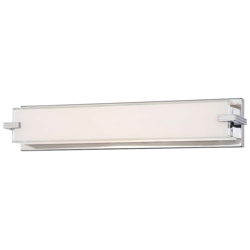 George Kovacs Cubism 24in LED Bath Vanity Light | Contemporary Chrome and Clear Mitered Glass | Bathroom Vanity & Powder Room | Model P5216-077-L
