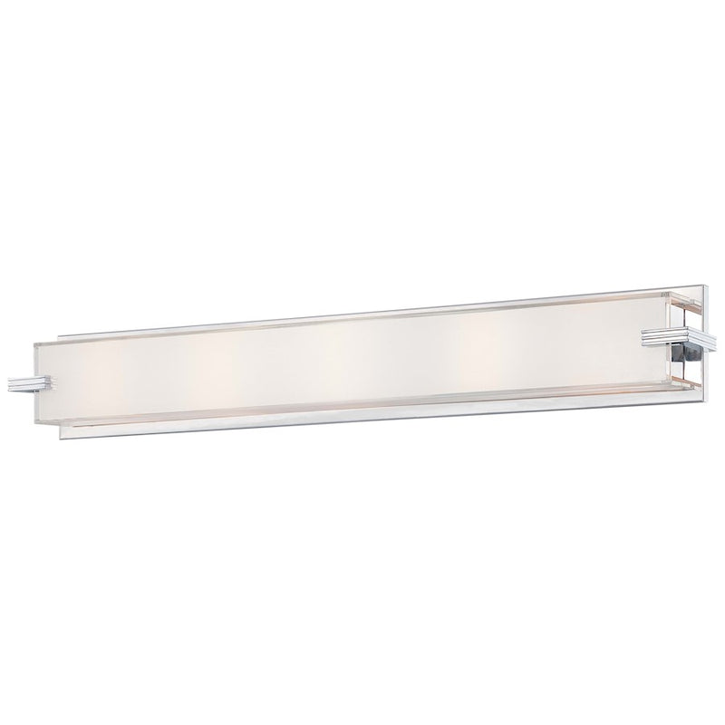 George Kovacs Cubism 30in 5-Light Vanity Light | Contemporary Chrome and Clear Mitered Glass | Bathroom Vanity | 30 x 3 x 5 in | Model P5217-077