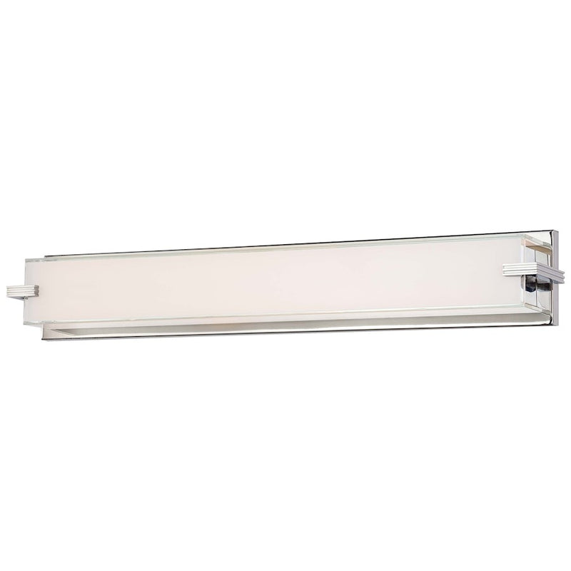 George Kovacs Cubism 30in LED Bath Vanity Light | Contemporary Chrome and Mitered Glass | Bathroom Vanity Lighting | Model P5217-077-L