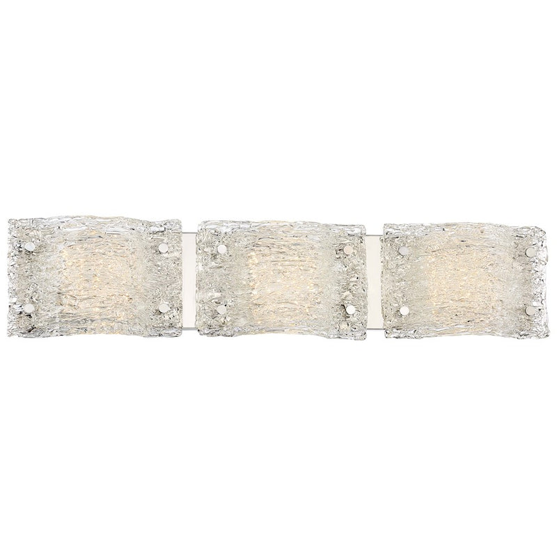 George Kovacs Forest Ice 29in 3-Light LED Bath Vanity Light | Contemporary Chrome and Clear Artisan Glass | Bathroom Vanity | Model P5283-077-L