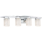 George Kovacs Brilliant 32in 4-Light LED Bath Vanity | Contemporary Chrome and Clear Textured Glass | Bathroom Vanity Lighting | Model P5324-077-L