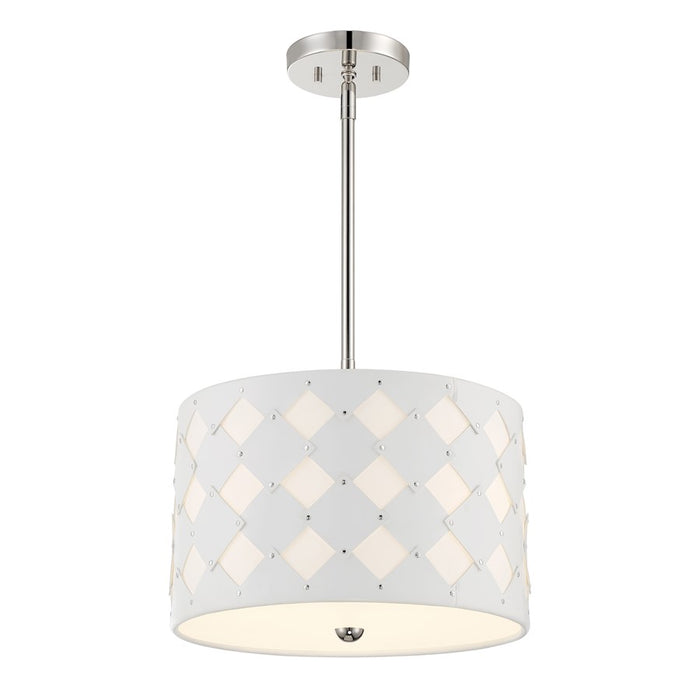 Minka George Kovacs Patchwork 3 Light 16" Pendant, Nickel/White