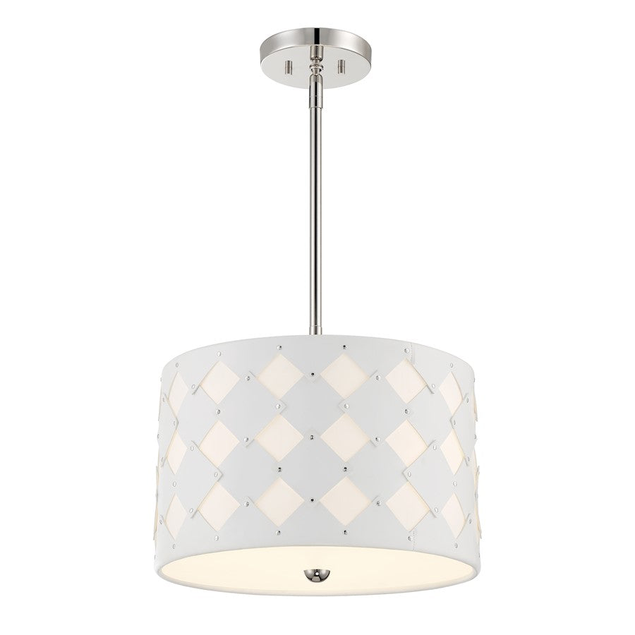Minka George Kovacs Patchwork 3 Light 16" Pendant, Nickel/White