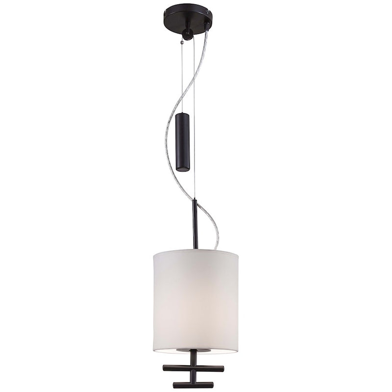 George Kovacs Counter Weights 8in 1-Light Mini Pendant | Contemporary Bronze and Drum Shade | Kitchen Island & Dining Room | Model P542-617