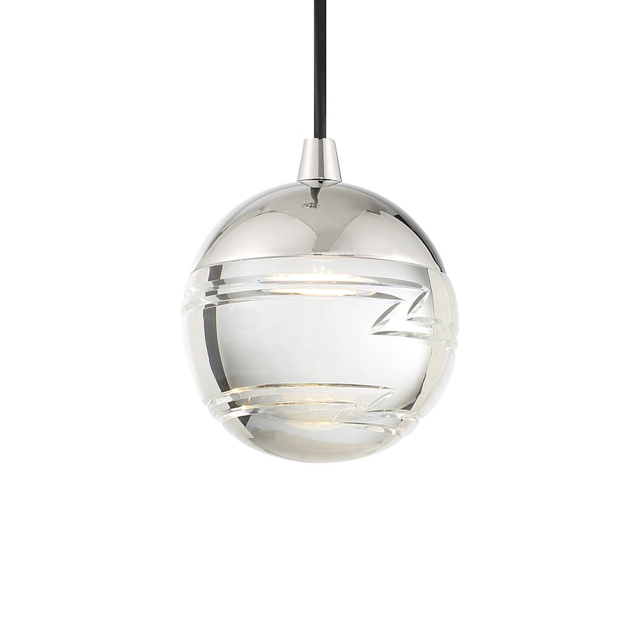 Minka George Kovacs Hail 1 Light 5" Pendant, Polished Nickel/Glass - P5591-613-L