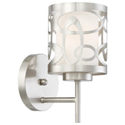 George Kovacs Links 1-Light Wall Sconce | Brushed Nickel Contemporary with Etched Opal Shade | Hallway & Bedroom Accent | Model P5710-084