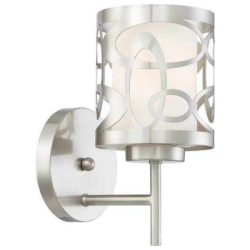 George Kovacs Links 1-Light Wall Sconce | Brushed Nickel Contemporary with Etched Opal Shade | Hallway & Bedroom Accent | Model P5710-084
