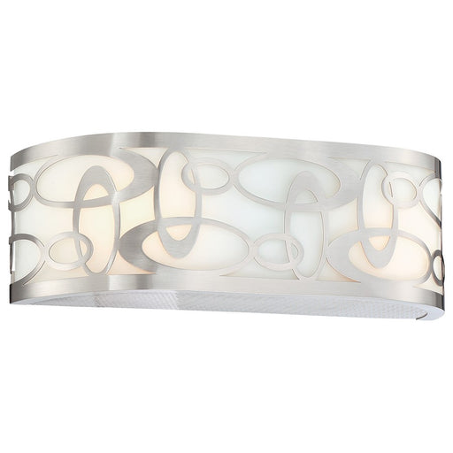 George Kovacs Links 16in 2-Light Bathroom Vanity Light | Contemporary Brushed Nickel and Warm White Fabric Shade | Bathroom Vanity | Model P5712-084