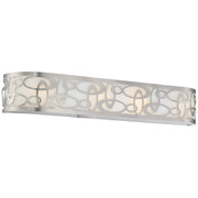 George Kovacs Links 32in 4-Light Bathroom Vanity Light | Contemporary Brushed Nickel and Warm White Fabric Shade | Bathroom Vanity | Model P5714-084
