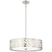 George Kovacs Links 22in 4-Light Pendant | Contemporary Brushed Nickel and White Fabric Shade | Kitchen Island & Dining Room | Model P5716-084
