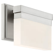 George Kovacs Skinny 8in 1-Light LED Wall Sconce | Contemporary Brushed Nickel and Frosted Glass | Bathroom & Hallway Accent | Model P5721-084-L