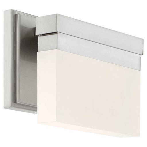 George Kovacs Skinny 8in 1-Light LED Wall Sconce | Contemporary Brushed Nickel and Frosted Glass | Bathroom & Hallway Accent | Model P5721-084-L