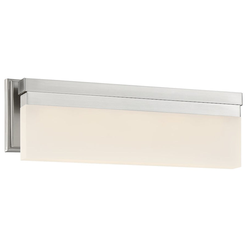 George Kovacs Skinny LED 17in 1-Light Wall Sconce | Streamlined Brushed Nickel and Frosted Glass | Bathroom Vanity & Hallway | Model P5722-084-L