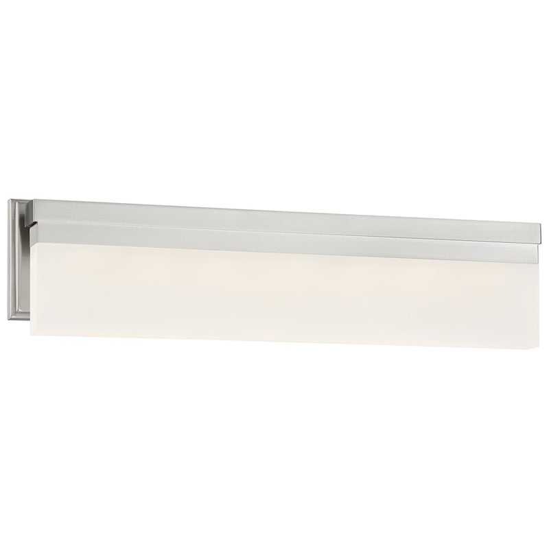 George Kovacs Skinny LED 23in 1-Light Wall Sconce | Contemporary Brushed Nickel and Frosted Glass | Bathroom Vanity & Hallway | Model P5723-084-L