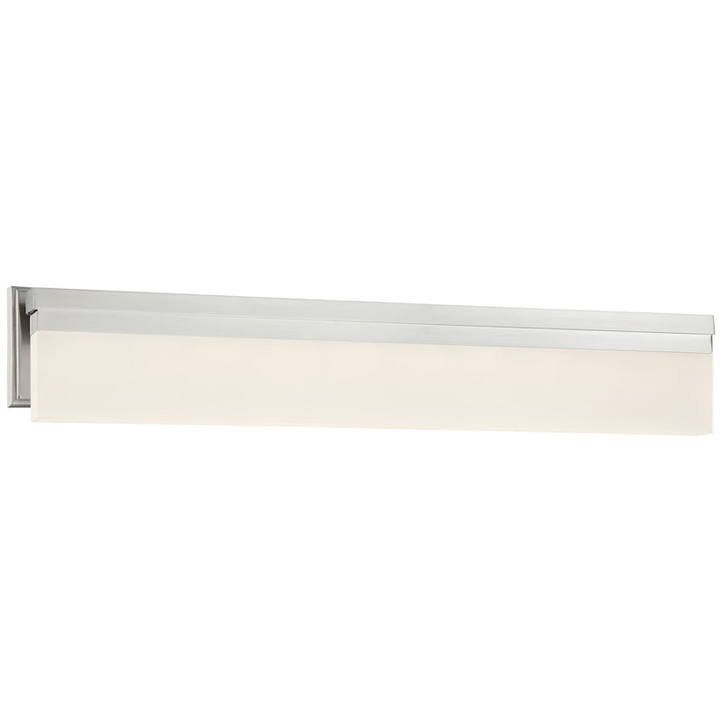 George Kovacs Skinny 32in 1-Light LED Wall Sconce | Contemporary Brushed Nickel and Frosted Glass | Bathroom & Hallway | Model P5724-084-L