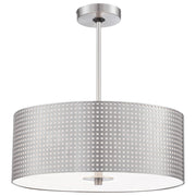 George Kovacs Grid 3-Light Drum Pendant | Brushed Nickel Metal | Kitchen Island & Dining Room | 18 x 18 x 8 in | Model P5743-084