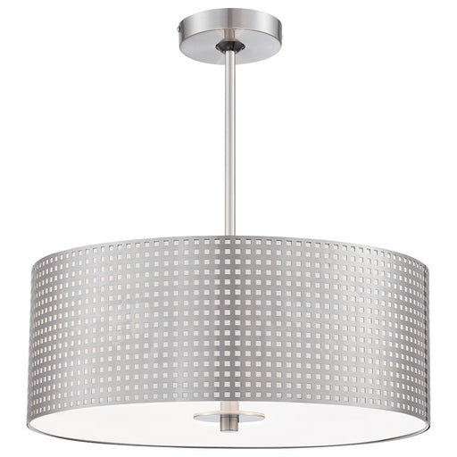 George Kovacs Grid 3-Light Drum Pendant | Brushed Nickel Metal | Kitchen Island & Dining Room | 18 x 18 x 8 in | Model P5743-084