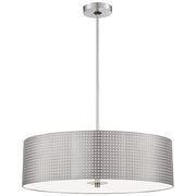 George Kovacs Grid 24in 4-Light Drum Pendant | Brushed Nickel Perforated Steel | Kitchen Island & Dining Room | 24 x 24 x 8 in | Model P5745-084