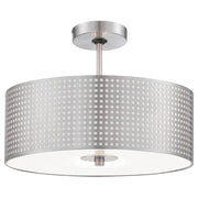 George Kovacs Grid 3-Light Semi-Flush Mount | Contemporary Brushed Nickel Metal | Hallway & Kitchen Ceiling Light | 16 x 16 x 12 in | Model P5747-084