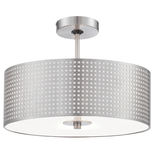 George Kovacs Grid 3-Light Semi-Flush Mount | Contemporary Brushed Nickel Metal | Hallway & Kitchen Ceiling Light | 16 x 16 x 12 in | Model P5747-084