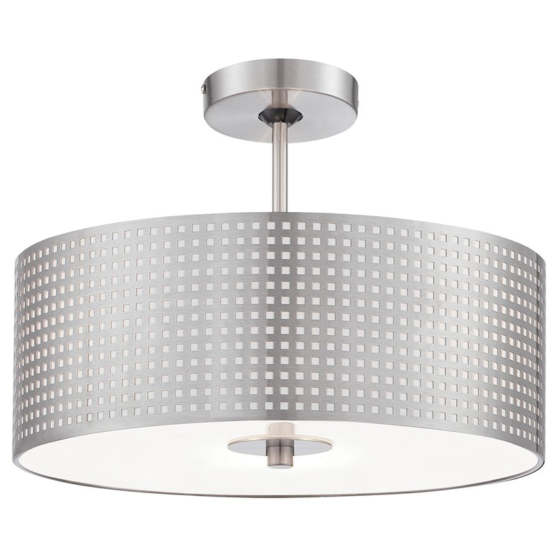 George Kovacs Grid 3-Light Semi-Flush Mount | Contemporary Brushed Nickel Metal | Hallway & Kitchen Ceiling Light | 16 x 16 x 12 in | Model P5747-084