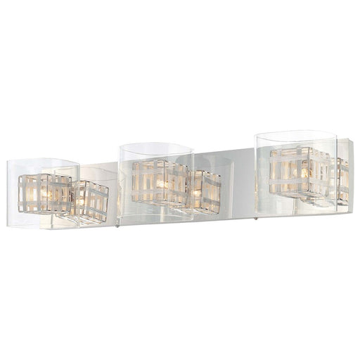 George Kovacs Jewel Box 26in 3-Light Bath Vanity | Contemporary Chrome and Clear Glass | Bathroom Vanity & Powder Room | Model P5803-077