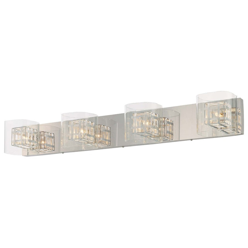 George Kovacs Jewel Box 37in 4-Light Bath Vanity Light | Contemporary Chrome and Clear Glass | Bathroom Vanity | 37 x 6 x 5 in | Model P5804-077